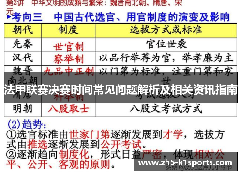 法甲联赛决赛时间常见问题解析及相关资讯指南